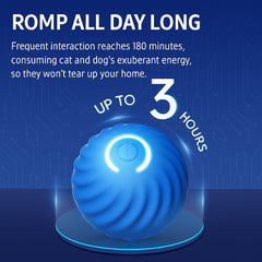 Smart Jumping Ball for Dogs blue charging port and USB recharge highlights convenience.