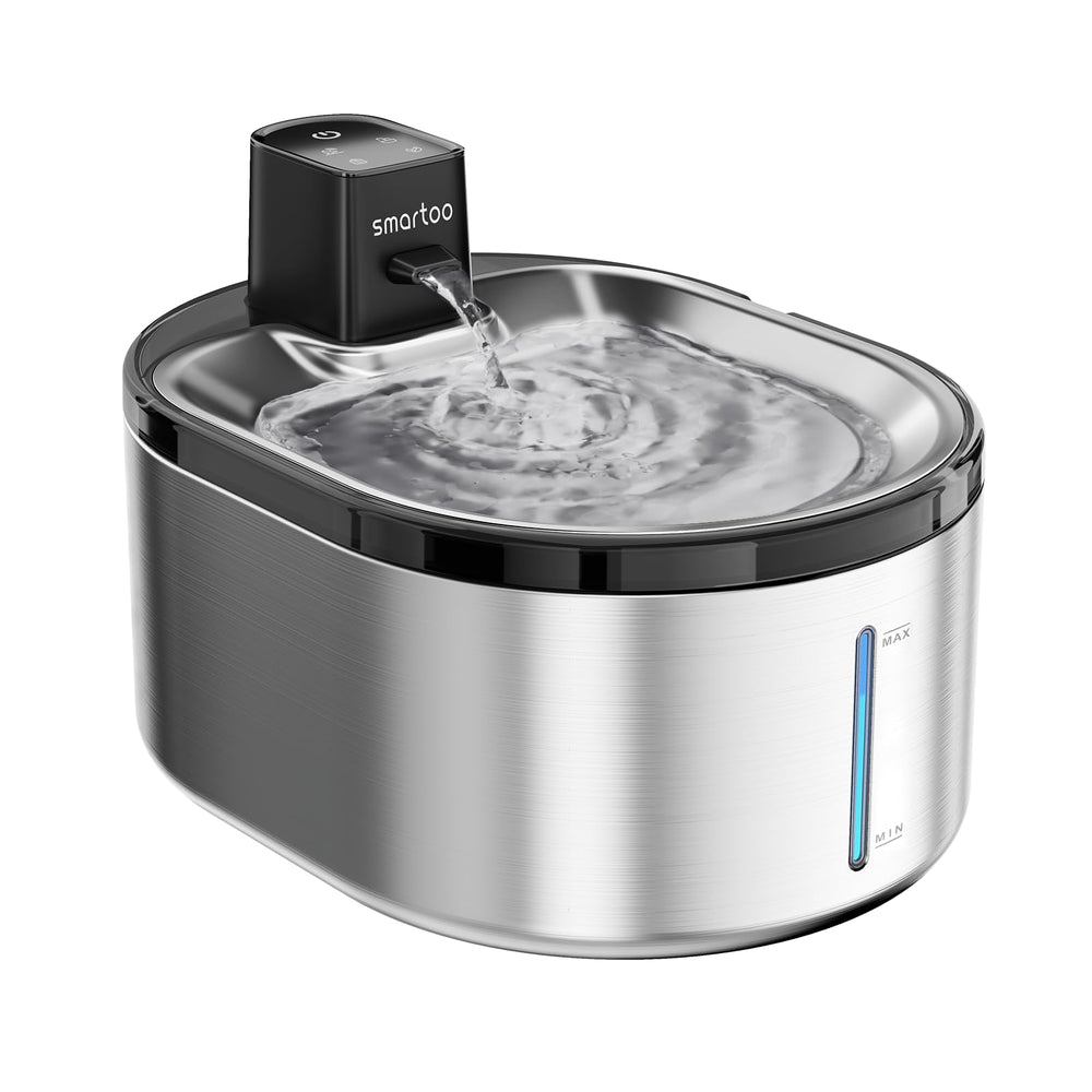 Smartoo wireless cat water fountain in stainless steel for durable hydration