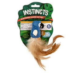SmartyKat Instincts Chatty Chirp plush bird toy entices playful swats indoors.