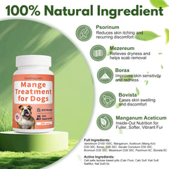 Smellingsalts dog mange tablets ingredients emphasize immune support against recurrence.