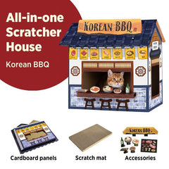 Smile Paws cardboard cat house with spacious room enhances indoor cats' jumping and lounge space.