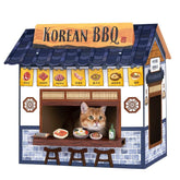 Smile Paws Korean BBQ cat house with scratchers offers a cozy, interactive hiding spot.