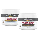 Smiling Paws Pets antibacterial wipe package for dogs and cats with two-pack convenience.