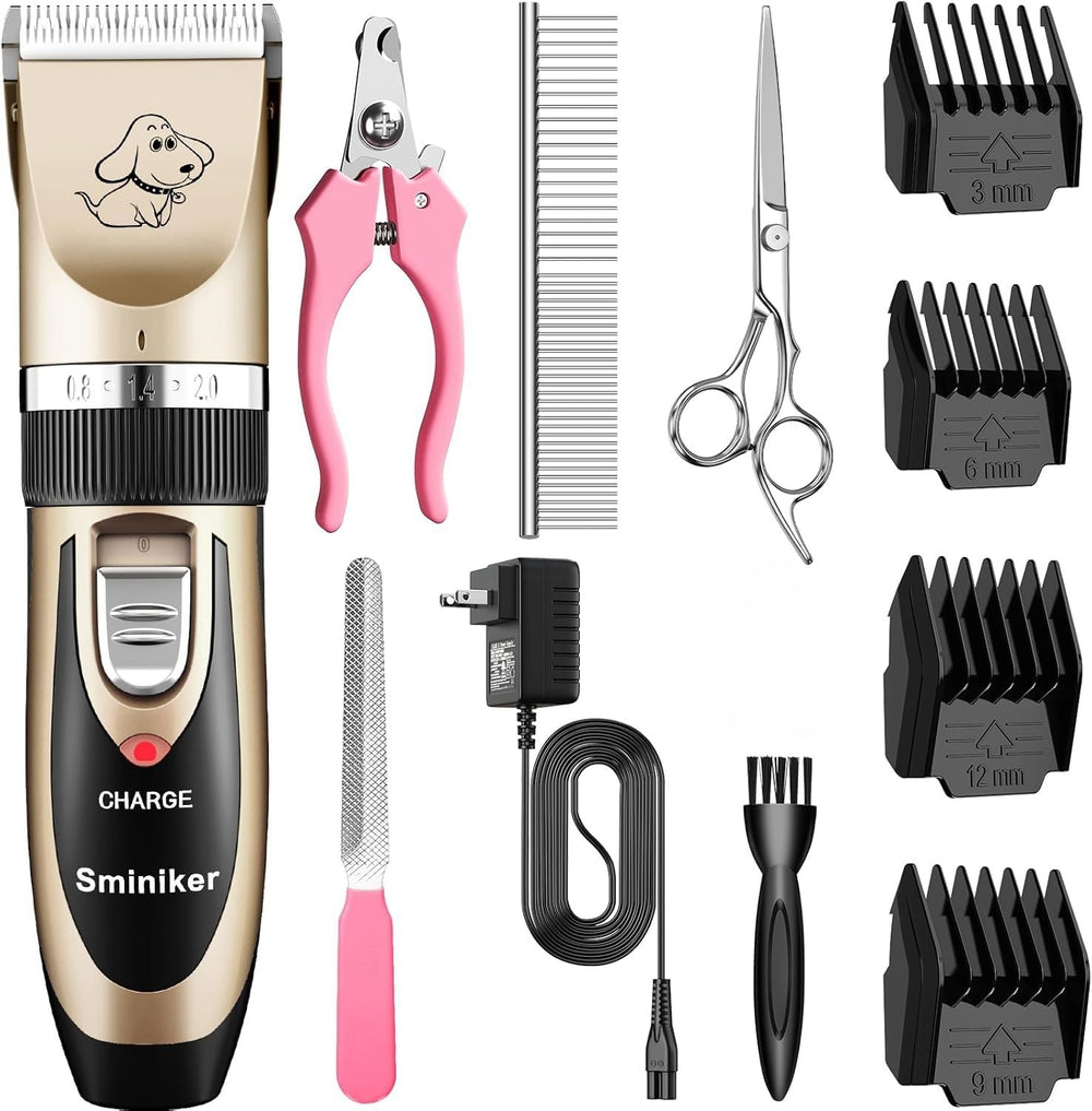Sminiker Professional cordless grooming clippers with titanium blade for precise pet trimming