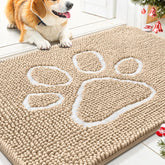 Smiry Dog Door Mat with absorbent dirt-trapping chenille traps mud at paws