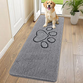Smiry dog door mat close-up shows plush chenille that cushions paws and dries quickly.