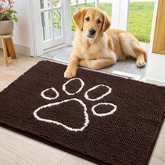 Smiry dog door mat chenille closeup shows plush texture and dirt capture.