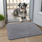 Smiry dog door mat close-up shows plush chenille absorbing moisture for muddy paws