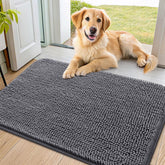 Smiry dog door mat muddy paws highlights high-density chenille that absorbs moisture and dirt.