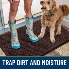 Smiry Dog Door Mat non-slip-backing prevents slips on dry floors during busy entrances