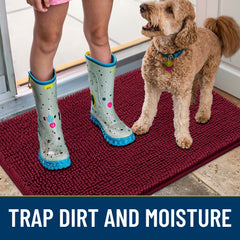 Smiry dog door mat non-slip-backing secures it on dry floors