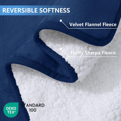 Smiry dual-sided sherpa-flannel blanket for all-season comfort