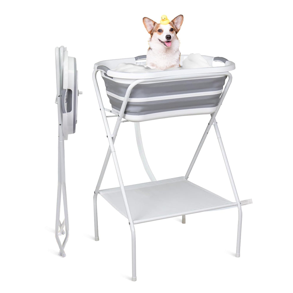 SMLXLXX portable dog bath tub assembled, ready for quick animal grooming and cleanup.