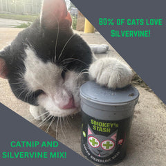 Smokey's Stash potent catnip dried leaves emit fresh aroma for curious cats