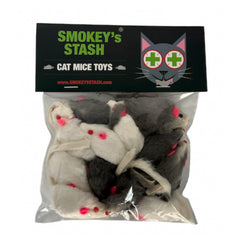 Smokey's Stash rabbit fur mouse white closeup shows soft texture for engaging play.