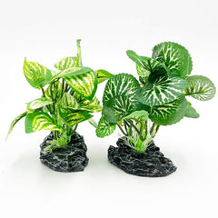 Smoothedo-Pets artificial plants green leaves provide low-maintenance, attractive aquascaping for goldfish.