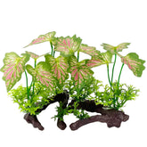 Smoothedo-Pets Rainforest Leafs Pink Small Set close-up plant for goldfish hiding spaces.