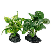 Smoothedo-Pets soft silk aquarium plants 4inch green two-piece set provides natural hiding spaces.