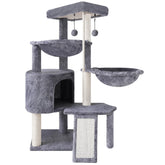 Smouatou Xin three-layer cat tree gray overview highlights multi-level feline fun.