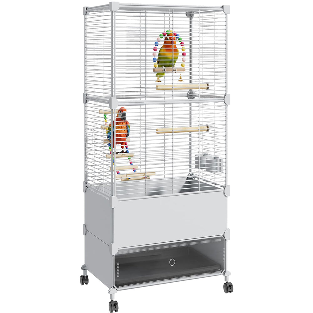 SNAAT bird cage front view shows roomy space for parakeets to hop and stretch