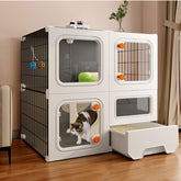 SNAAT cat cage with litter-box partition for easy cleaning