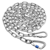 Snagle Paw heavy-duty dog chain leash carabiner shown for secure yard tie-outs.