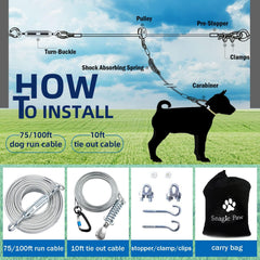 Snagle Paw pulley line 10ft close-up highlights smooth operation during runs.
