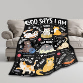 Snanna cat throw blanket bible-verse-detail provides comforting faith-inspired decor.