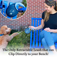 Snap Dog Leash hands-free connection enables cafe patio setup
