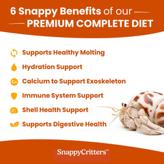 SnappyCritters Hermit Crab Food ingredients emphasize non-GMO grains for balanced nutrition.