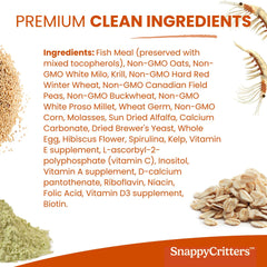 SnappyCritters Hermit Crab Food US FDA facility badge indicates quality control.