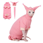 SNIXFEVER sphynx clothes waffle-pattern suit pink XL for breathable comfort
