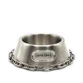 Snoop Doggie Doggs deluxe steel small bowl shows durable polished steel for easy cleaning.