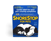 SnoreStop for Pets tablets pack demonstrates natural snore relief without sedatives.