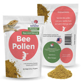 Snout and Shell bee pollen powder reptile topper adds nutrition to meals.