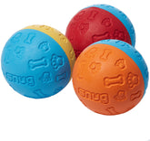 Pelotas de goma Snug tamaño tenis para perros, paquete de tres, ideal para juegos al aire libre.