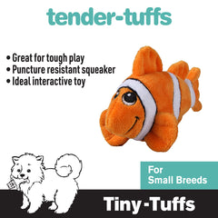 Snuggle Puppy Tender-Tuffs orange clownfish toy texture detail invites soft cuddling and gentle chewing.