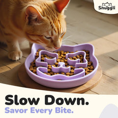 Snuggli slow feeder cat bowl rim detail showcasing enrichment during meals
