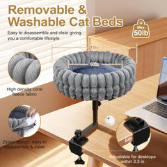SoakSea cat bed for desk height-adjustable provides an adjustable perch for comfortable positioning