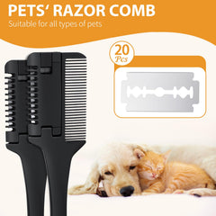 Sodknow dog-cat razor comb closeup highlighting safety edge for gentle grooming