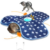 Sofolor interactive cat toy with feather wand in motion for energetic play and hunting practice