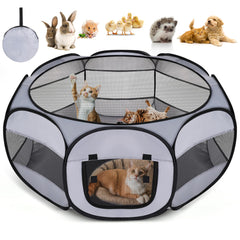Soft Breathable Small Animal Playpen octagon base enables spacious pet play.