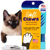 Soft Claws blue nail caps packaging ready for easy home protection.