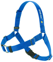 Softouch Sense-ible harness blue front-leash attachment promotes controlled, comfortable walks.