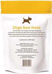 Sojos Simply Beef Dog Treats two-pack with freeze-dried beef texture for travel snacks.