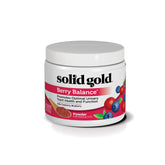 Solid Gold Berry Balance powder tub highlights urinary support for dogs and cats.