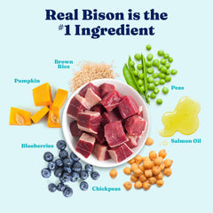 Solid Gold Bison omega-3 from salmon oil supports coat health.