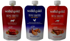 Solid Gold bone broth beef-pour bottle for easy meals and joint support.