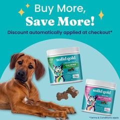 Solid Gold probiotics packaging back presents ingredients for digestion support and overall gut health.