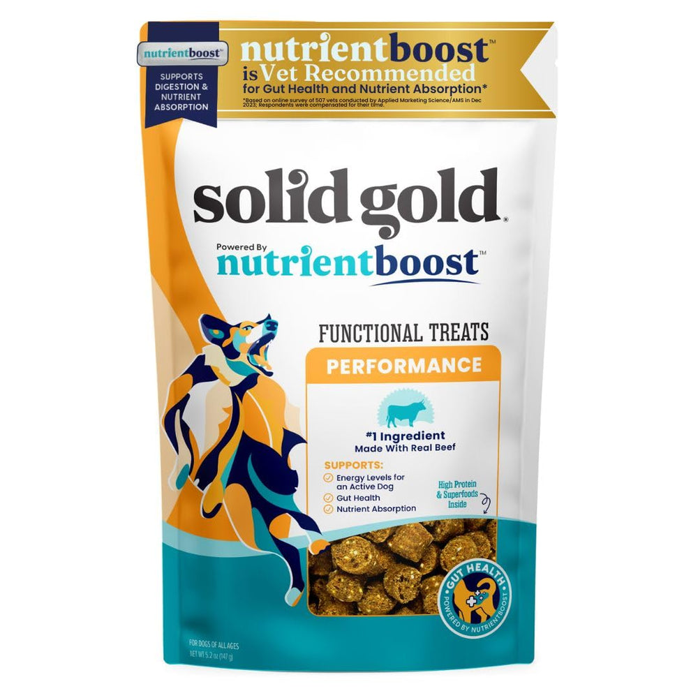 Solid Gold Healthy Dog Treats soft-beef with salmon oil offer chewy rewards for training and gut-friendly bites.